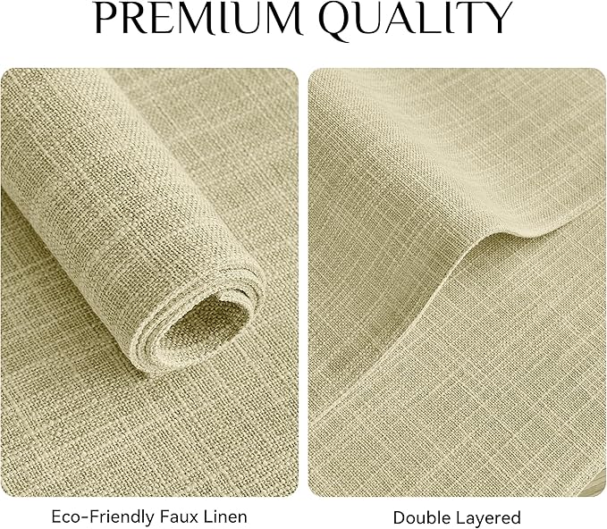 Softalker Faux Linen Placemats Set of 12-12 x 18 Inch, Heat Resistant Double Layered Durable Burlap Farmhouse Place Mats, Non-Slip Washable Rustic Table Mats for Dining, Kitchen, Party(Light Linen