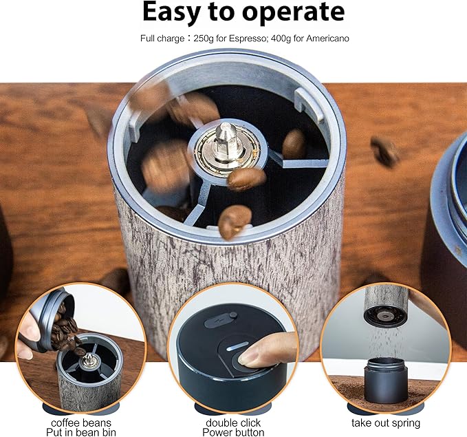 CERA+ Portable Burr Coffee Grinder Electric Espresso Grinderring Machine Suitable for Travel,Camping with Bag