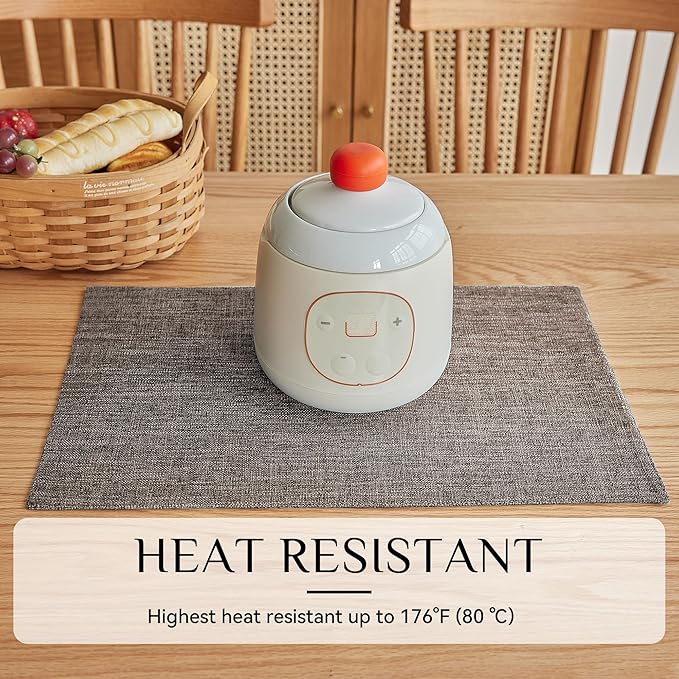 Softalker Faux Linen Placemats Set of 12-12 x 18 Inch, Heat Resistant Double Layered Durable Burlap Farmhouse Place Mats, Non-Slip Washable Table Mats for Dining, Kitchen, Party,Natural Linen