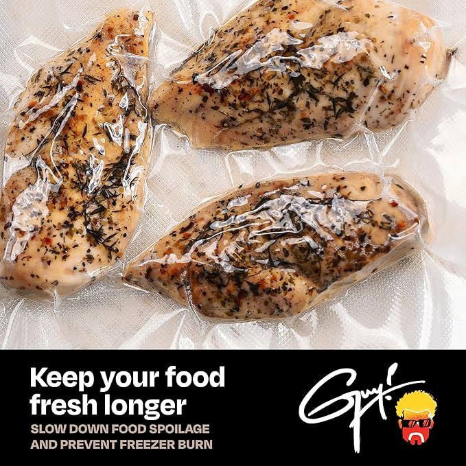 Guy Fieri's Flavortown 11" x 14" Gallon-Size Vacuum Seal Bag - 24-Count BPA-Free Freezer Bags for Food Storage, Lock in Flavor & Freshness, Puncture-Resistant Kitchen Bags for Vacuum Sealing