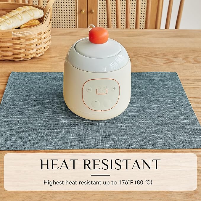 Softalker Faux Linen Placemats Set of 6-12 x 18 Inch, Heat Resistant Double Layered Durable Burlap Farmhouse Place Mats, Non-Slip Washable Rustic Table Mats for Dining, Kitchen, Party(Light Blue