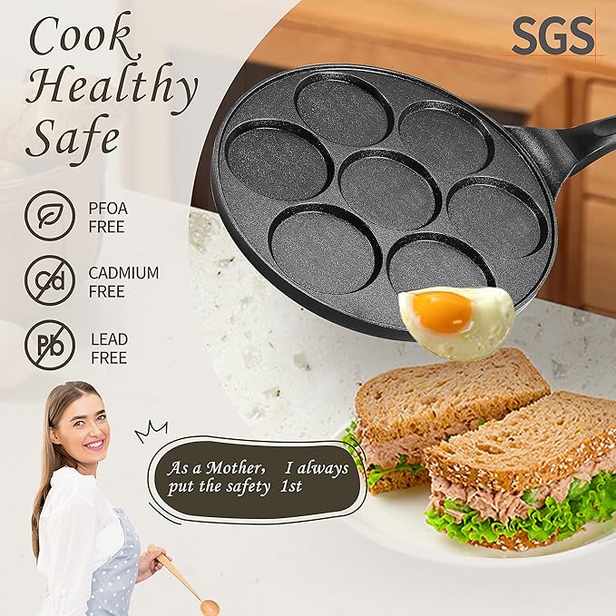 Pancake Pan Nonstick Pancake Griddle Mini Pancake Maker with PFOA Free Coating pancake mold Suitable for All Cooktops 1PC