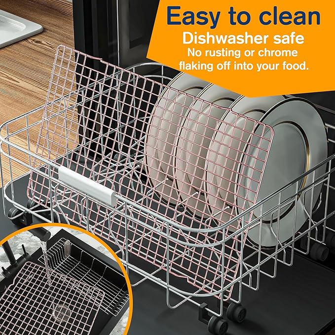 2PCS Cooling Racks for Cooking and Baking - 10" x 16"Heavy Duty Stainless Steel Wire Rack for Baking, Grilling, Roasting - Oven & Dishwasher Safe - Fits Half Sheet Pan(Rose Gold)