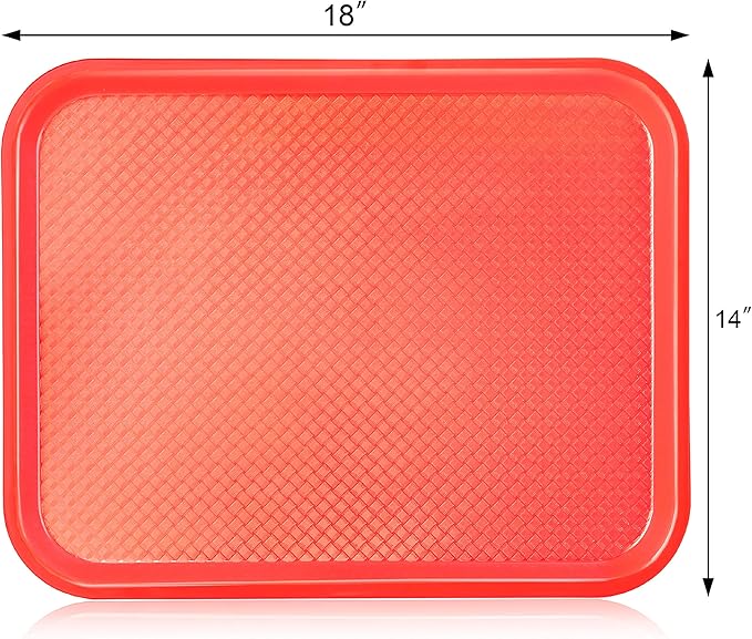 New Star Foodservice Fast Food Tray, Set of 12 (Red, 14 by 18-Inch)