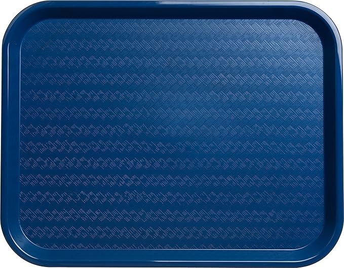 Carlisle FoodService Products Cafe Fast Food Cafeteria Tray with Patterned Surface for Cafeterias, Fast Food, And Dining Room, Plastic, 17.87 X 14 X 0.98 Inches, Blue, (Pack of 12)