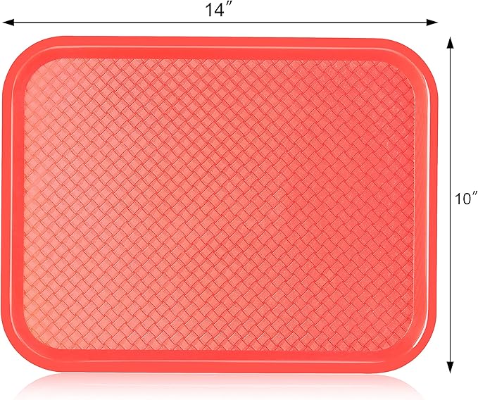 New Star Foodservice Fast Food Tray, Set of 12 (Red, 10 by 14 Inch)