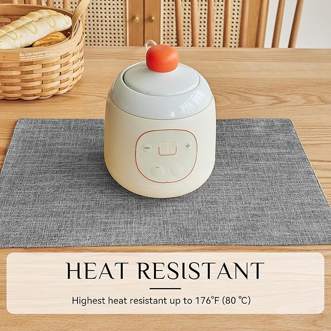 Softalker Faux Linen Placemats Set of 8-12 x 18 Inch, Heat Resistant Double Layered Durable Burlap Farmhouse Place Mats, Non-Slip Washable Rustic Table Mats for Dining, Kitchen, Party(Light Grey