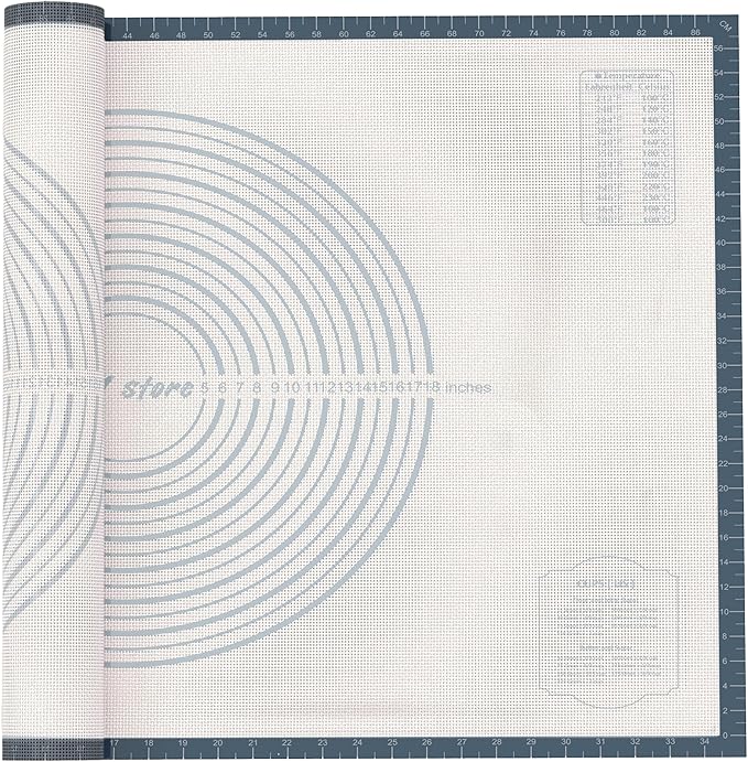 26 * 16 inches Grey, Non-Slip Silicone Baking Sheets - Baking Mat with 0.7mm Thickness - Non-Stick Pastry & Cookie Mat for Kitchen Counter for Rolling Out Dough with Measurements.