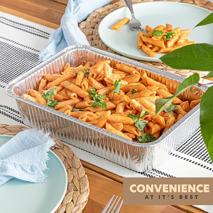 PLASTICPRO 10 Pack Aluminum Pans 9'' X 13" Disposable Pans with Covers Heavy Duty 10 lb Foil Pans for Baking and Cooking