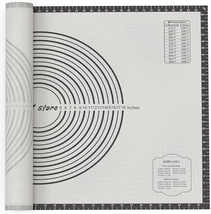 28 * 20 inches black, Non-Slip Silicone Baking Sheets - Baking Mat with 0.7mm Thickness - Non-Stick Pastry & Cookie Mat for Kitchen Counter for Rolling Out Dough with Measurements.