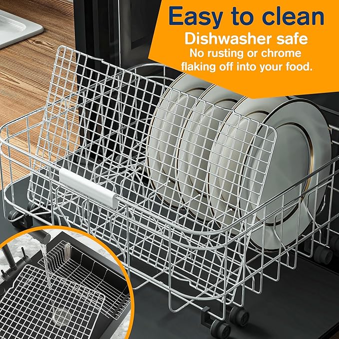 2PCS Cooling Racks for Cooking and Baking - 10" x 16"Heavy Duty Stainless Steel Wire Rack for Baking, Grilling, Roasting - Oven & Dishwasher Safe - Fits Half Sheet Pan(Silver)