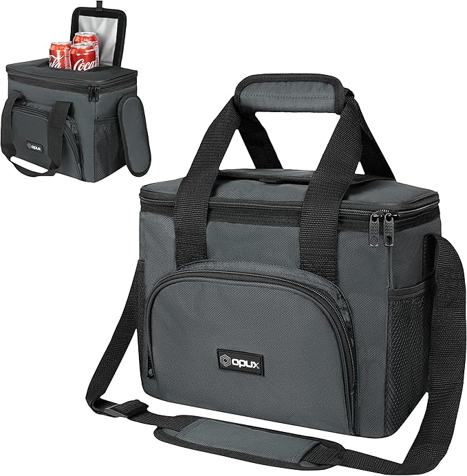 OPUX Soft Cooler Bag, Insulated Collapsible Soft Sided Cooler Lunch Cooler Bag for Men Work Camping Beach Travel, Leakproof Lunch Box 18 Cans, Gray