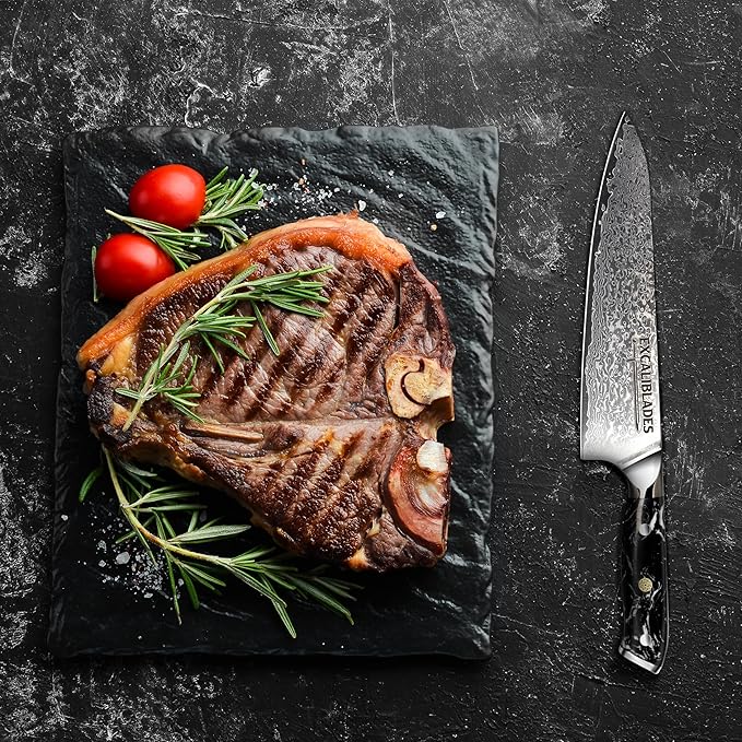 Chef Knife 8 Inch – VG-10 Damascus Stainless Steel, Razor Sharp, Full Tang, Ergonomic G10 Handle – Professional Kitchen Knife for Meat, Vegetables, Fruits – Durable, Balanced Cutlery Gift