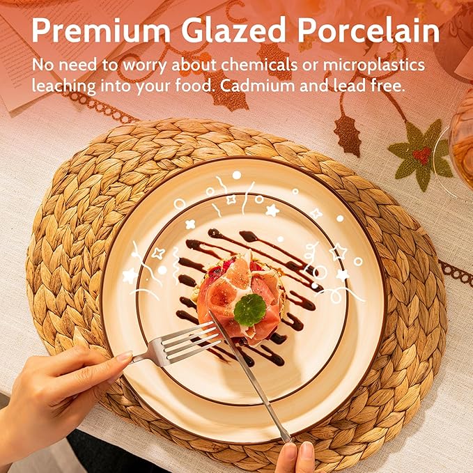 Sweese Porcelain Dinner Plates Set of 6-10 Inch Round Dish Set for Meals, Microwave Dishwasher Safe, Elegant for Parties, Weddings, Restaurants