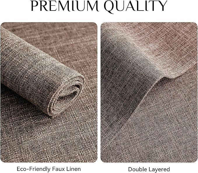 Softalker Faux Linen Placemats Set of 8-12 x 18 Inch, Heat Resistant Double Layered Durable Burlap Farmhouse Place Mats, Non-Slip Washable Rustic Table Mats for Dining, Kitchen, Party,Natural Linen