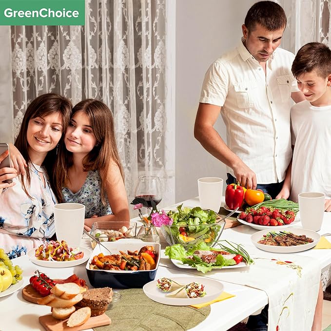 Wheat Straw Dinnerware Sets for 4 - GreenChoice Lightweight & Unbreakable Dishes Microwave & Dishwasher Safe Perfect for Camping, Picnic, RV, Dorm Plates, Cups and Bowls (Beige)