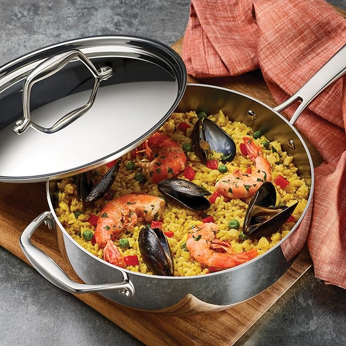 Tramontina Signature Tri-Ply Clad Stainless Steel 13-Piece Cookware Set with Lids, Pots and Pans Kitchen Set, Induction-Ready, Dishwasher-Safe, NSF-Certified