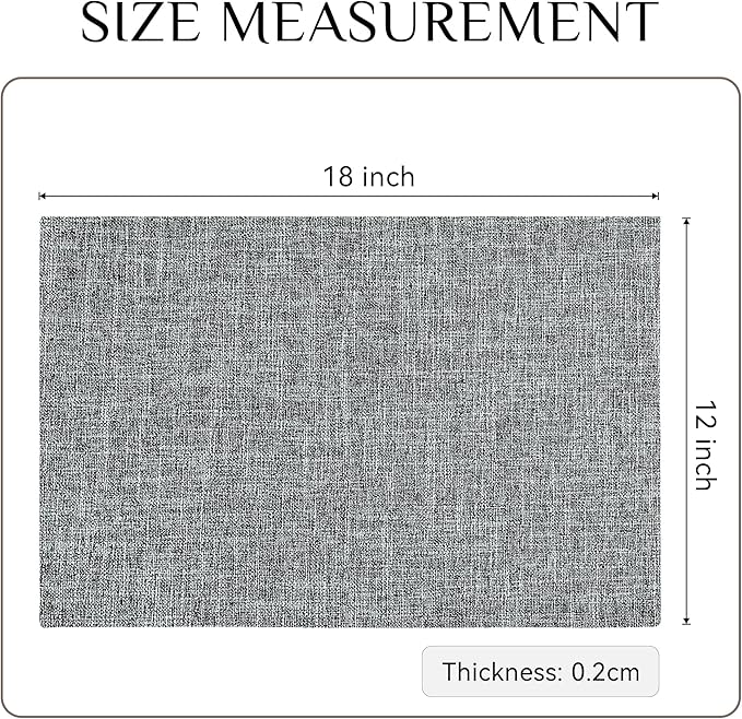 Softalker Faux Linen Placemats Set of 6-12 x 18 Inch, Heat Resistant Double Layered Durable Burlap Farmhouse Place Mats, Non-Slip Washable Rustic Table Mats for Dining, Kitchen, Party(Ash Grey