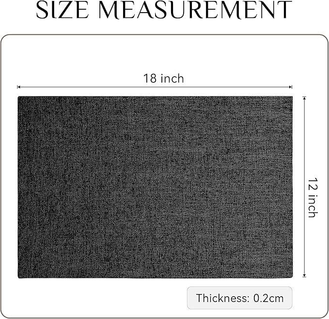 Softalker Faux Linen Placemats Set of 6-12 x 18 Inch, Heat Resistant Double Layered Durable Burlap Farmhouse Place Mats, Non-Slip Washable Rustic Table Mats for Dining, Kitchen, Party(Black