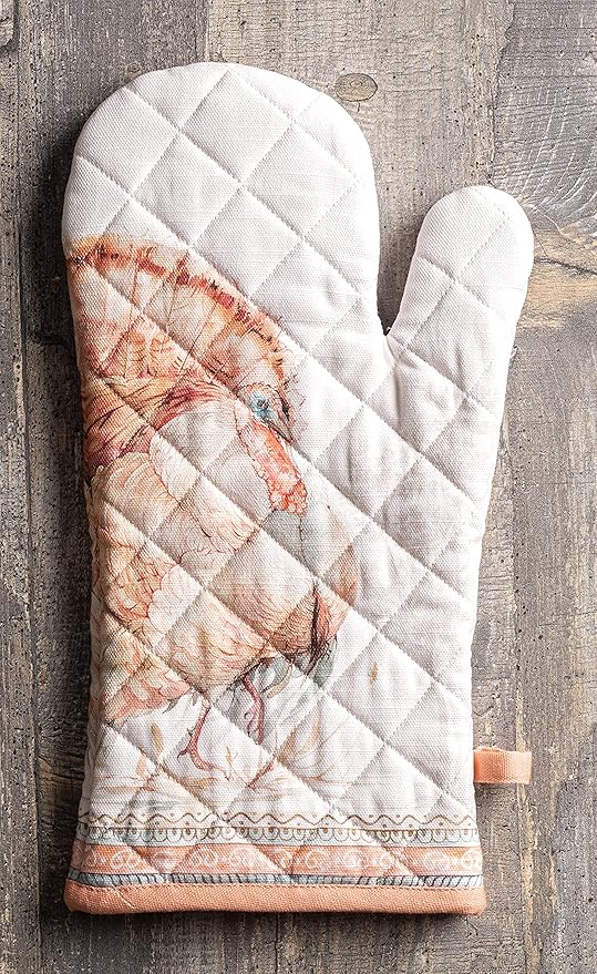 Maison d' Hermine Oven Gloves 100% Cotton Oven Mitt 7" x 13" with Loop Heat Resistant, BBQ, Cooking Gloves, Baking, Grilling, Kitchen, Handling Hot Pans (Pack of 1, Giving Thanks)