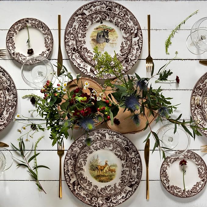 Spode Woodland Ascot Cereal Bowl, Red Fox – 8" Fine Earthenware Bowl Made in England, Versatile for Oatmeal, Salads & Desserts, Charming Wildlife Design – Microwave & Dishwasher Safe