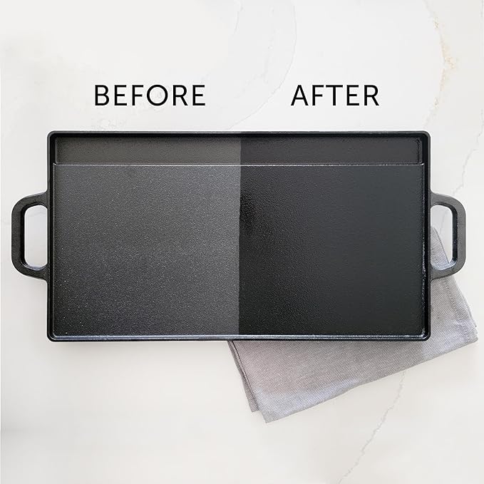 CARON & DOUCET - Cast Iron Cleaning & Conditioning Set: Seasoning Oil & Cleaning Soap | 100% Plant-Based | Best for Washing, Restoring & Seasoning Cast Iron Skillets, Pans & Grills! 8oz Each
