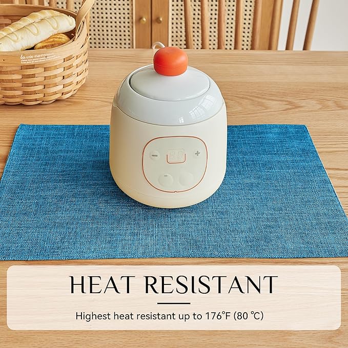 Softalker Faux Linen Placemats Set of 4-12 x 18 Inch, Heat Resistant Double Layered Durable Burlap Farmhouse Place Mats, Non-Slip Washable Rustic Table Mats for Dining, Kitchen, Party(Sky Blue