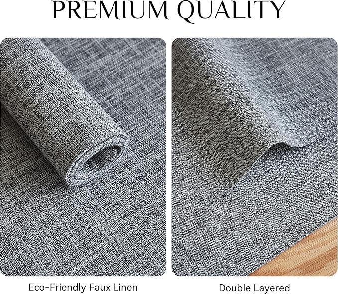 Softalker Faux Linen Placemats Set of 6-12 x 18 Inch, Heat Resistant Double Layered Durable Burlap Farmhouse Place Mats, Non-Slip Washable Rustic Table Mats for Dining, Kitchen, Party(Light Grey