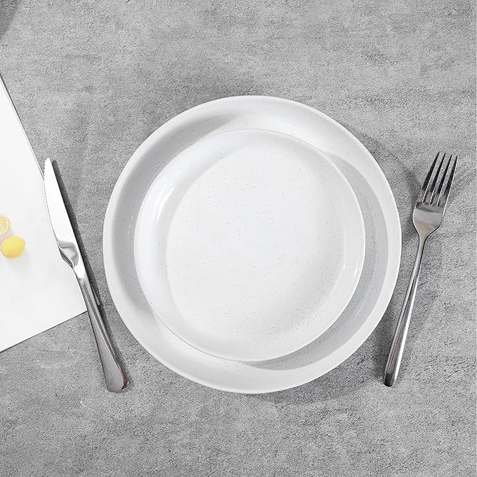 Ceramic Dinner Plates Set - 10 Inch Stoneware Plates, 4pcs Porcelain Plate, Dinnerware Dish set for Kitchen, Microwave Safe, Dishwasher Safe, Scratch Resistant,White