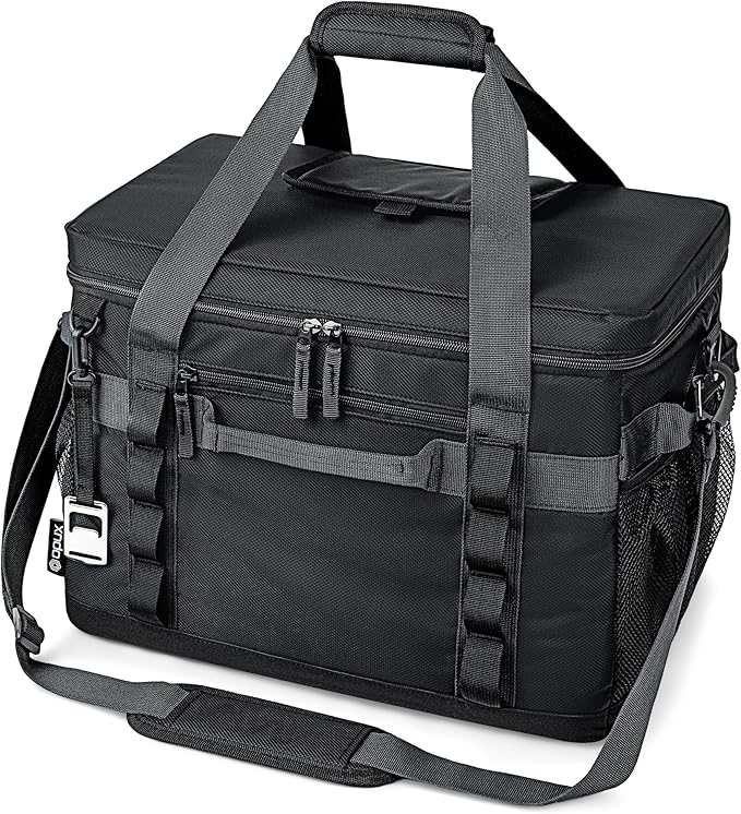OPUX Cooler Bag, 48 Cans Insulated Soft Collapsible Portable Cooler, Soft Sided Leakproof Cooler for Beach Camping with Shoulder Strap, Ice Chest for Travel Road Trip Picnic, Black