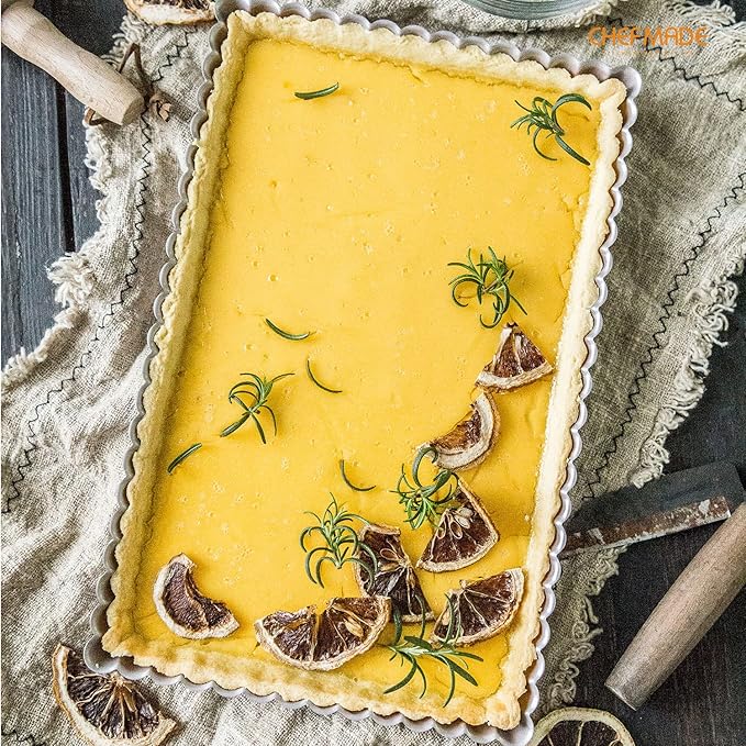 CHEFMADE Rectangle Tart Pan, 7x11-Inch with Removable Loose Bottom Non-Stick Oblong Quiche Bakeware for Oven Baking (Champagne Gold)