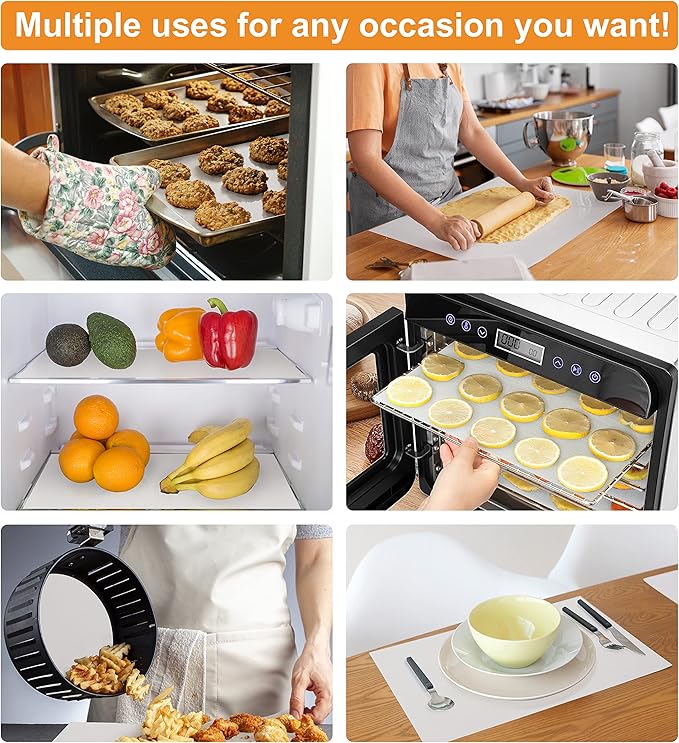 Silicone Baking Mat Roll - Best German Silicone - Non-slip Silicone Pastry Mat, Non-Stick Reusable Air Fryer Linner, Counter Mat, Oven Liner, Freeze Dryer Mat - 12IN x 13.3FT