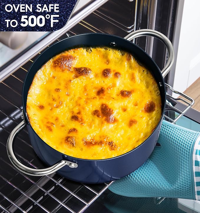 MICHELANGELO 8 Quart Stock Pot with Lid, Non Toxic Cooking Pot, Ceramic Soup Pots with Lid, Non Stick Pot with Stainless Steel Handle, Induction Compatible