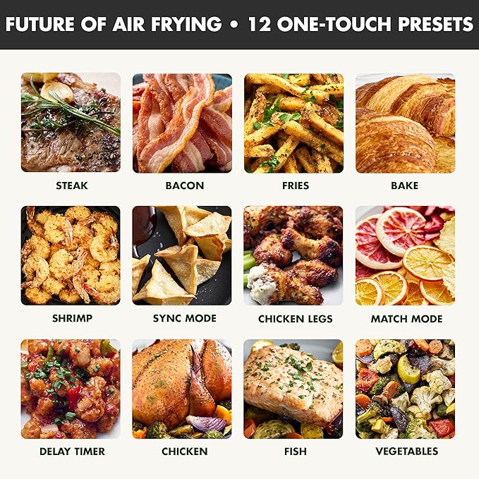 GreenPan Clearview 10QT Double Air Fryer, 360° Clear Window, PFAS-Free Ceramic Nonstick 5QT Drawers & Trays, Dual Cooking, 12-Presets, Shake Reminder, Keep Warm, Dishwasher Safe Parts