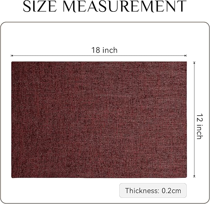 Softalker Faux Linen Placemats Set of 4-12 x 18 Inch, Heat Resistant Double Layered Durable Burlap Farmhouse Place Mats, Non-Slip Washable Rustic Table Mats for Dining, Kitchen, Party(Red