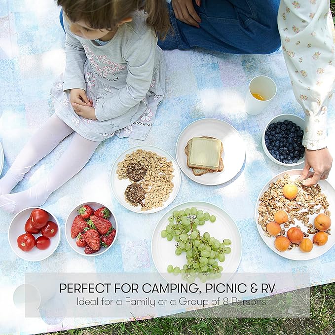 Wheat Straw Dinnerware Sets | Unbreakable Dinnerware Sets | Dishwasher Microwave Safe Dinnerware | Eco Friendly Non Breakable Dinnerware Sets | RV Outdoor Camping (White, Service for 8 (32 pcs))