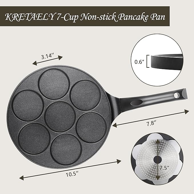 Pancake Pan Nonstick Pancake Griddle Mini Pancake Maker with PFOA Free Coating pancake mold Suitable for All Cooktops 1PC
