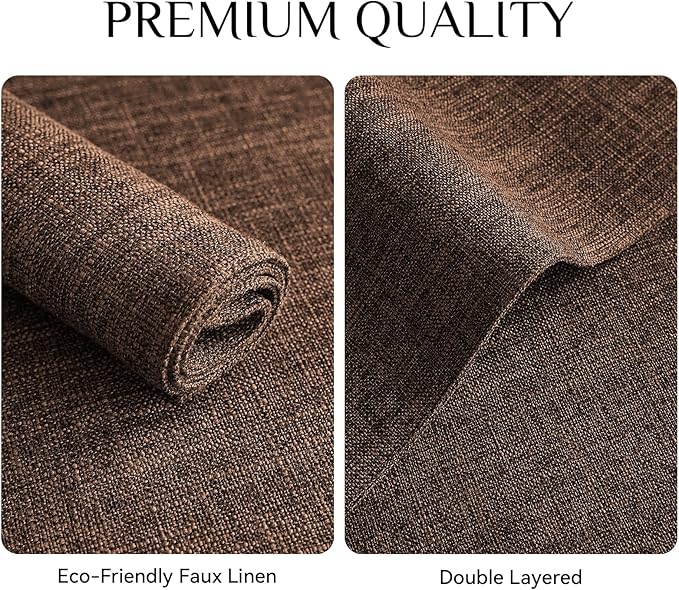 Softalker Faux Linen Placemats Set of 6-12 x 18 Inch, Heat Resistant Double Layered Durable Burlap Farmhouse Place Mats, Non-Slip Washable Rustic Table Mats for Dining, Kitchen, Party(Dark Brown