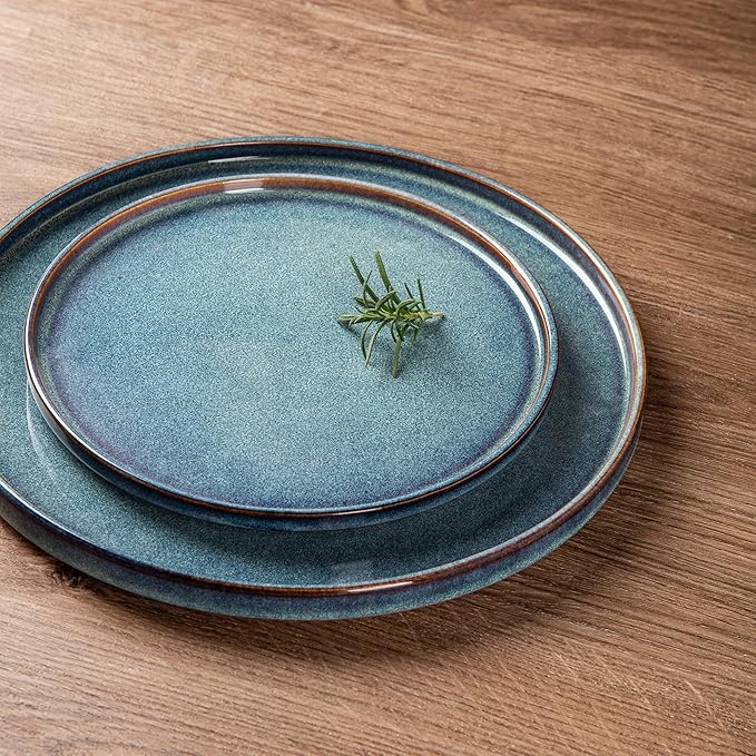 AmorArc Ceramic Dinnerware Sets, Handmade Reactive Glaze Stoneware Plates and Bowls Sets,Highly Chip and Crack Resistant | Dishwasher & Microwave Safe Dishes Set, Service for 6 (18pc)