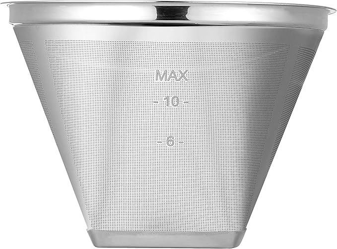 Reusable #4 Cone Shape Coffee Filter Permanent 6-10 Cup Stainless Steel Coffee Filter for Cuisinart Maker Ninja Coffee Bar Brewer -BPA Free