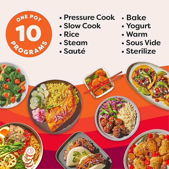 Instant Pot Pro 10-in-1 Pressure Cooker, Slow Cooker, Rice/Grain Cooker, Steamer, Sauté, Sous Vide, Yogurt Maker, Sterilizer, and Warmer, Includes App With Over 800 Recipes, Black, 6 Quart