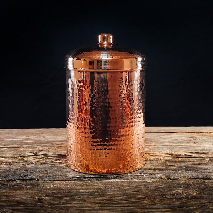 Sertodo Copper Kitchen Canisters | Polished, 5 Quart Capacity | Elegant Functional Storage | Hammer Polished for Shine & Durability | Eco-Friendly Recycled Copper | Timeless Elegance for Your Kitchen