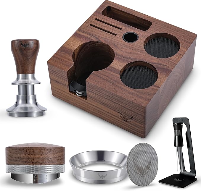 Breville Coffee Accessories Set 6pcs Includes 54mm Tamper, Espresso Organizer Station, Portafilter Funnel, Puck Screen, WDT Espresso Tool and Distribution Tool