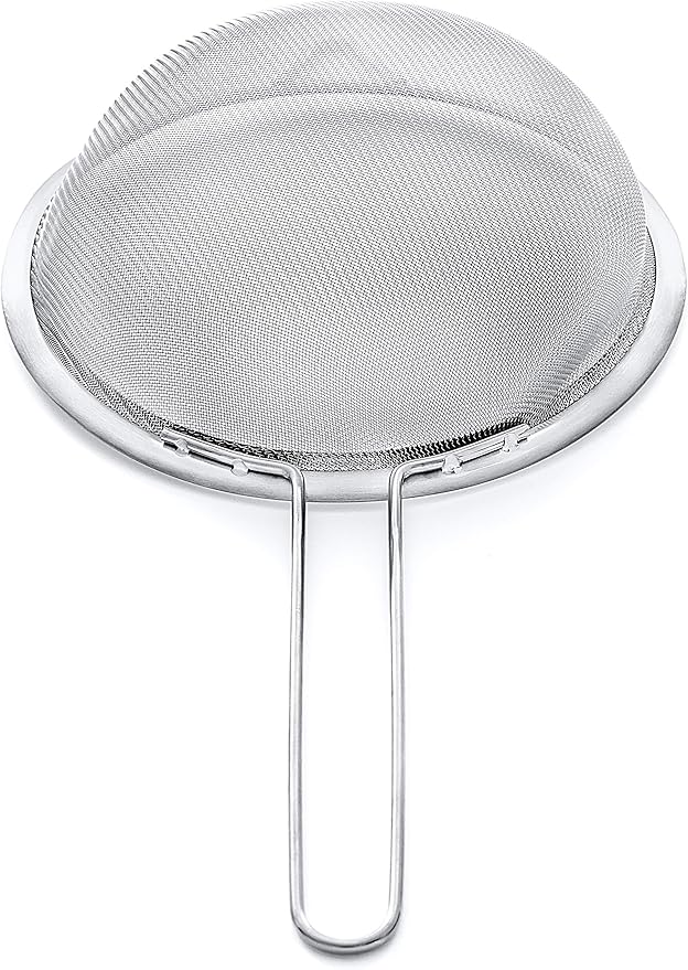 Strainer Set Fine Mesh – Premium 304 Stainless Steel (18/8) – 8″, 5.5″ and 3.3″ Sturdy Kitchen Strainers (Silver)