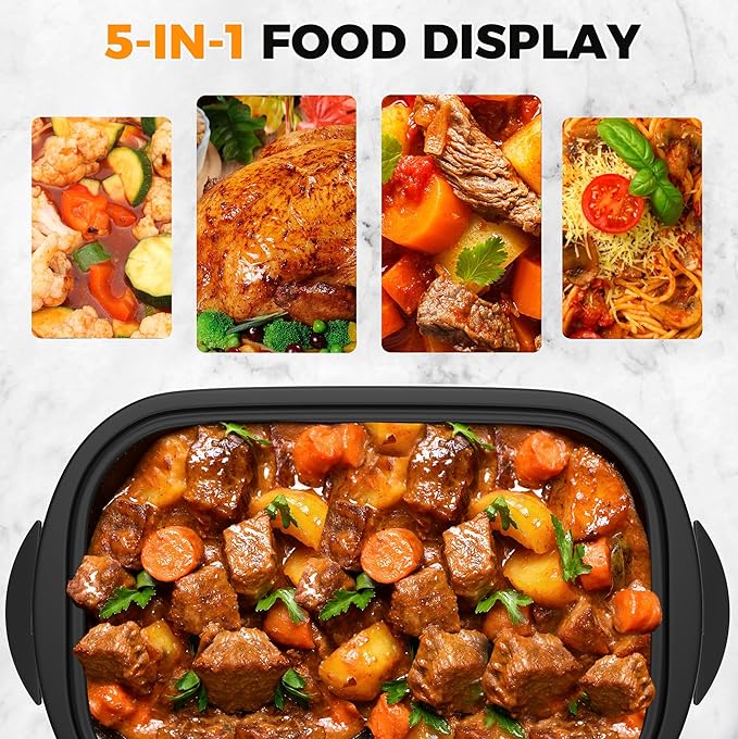 14 Quart Roaster Oven with Self-Basting Lid, Turkey Defrost & Warm Function, Turkey Roasting Pan with Removable Roasting Rack, Adjustable Temperature for Use as a Slow Cooker, Stainless Steel, Silver