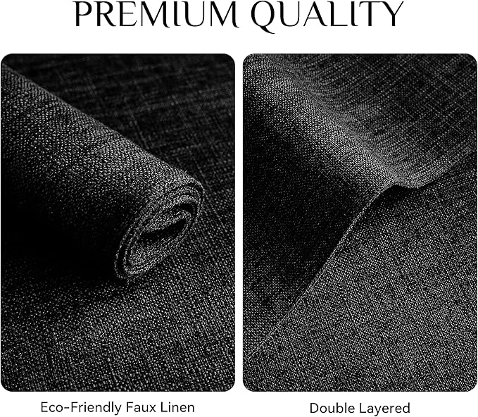 Softalker Faux Linen Placemats Set of 8-12 x 18 Inch, Heat Resistant Double Layered Durable Burlap Farmhouse Place Mats, Non-Slip Washable Rustic Table Mats for Dining, Kitchen, Party(Black