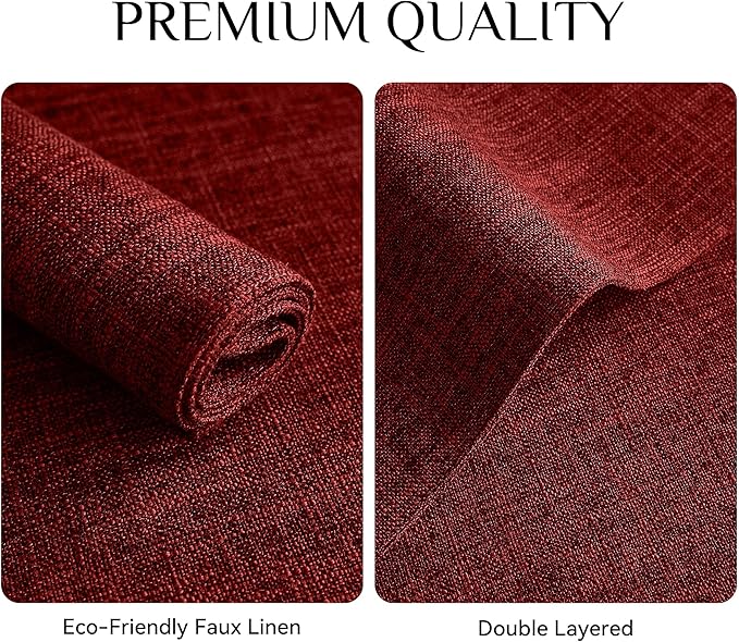 Softalker Faux Linen Placemats Set of 8-12 x 18 Inch, Heat Resistant Double Layered Durable Burlap Farmhouse Place Mats, Non-Slip Washable Rustic Table Mats for Dining, Kitchen, Party(Red