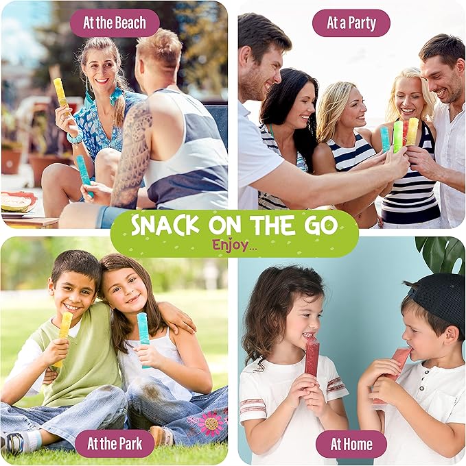 125 Disposable Ice Popsicle Mold Bags| BPA Free Freezer Tubes With Zip Seals | For Healthy Snacks, Yogurt Sticks, Juice & Fruit Smoothies, Ice Candy Pops| Comes With A Funnel (8x2")