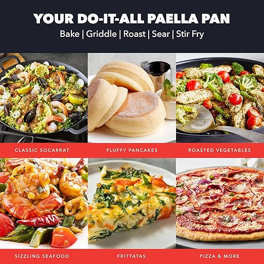 GreenPan x Bobby Flay 15” Carbon Steel Paella Pan, Pre-Seasoned, Nontoxic, PFAS-Free, Induction Compatible, Flat Bottom, Rice & Seafood Dishes, High Heat & Oven Safe Durable, Cast Iron Alternative