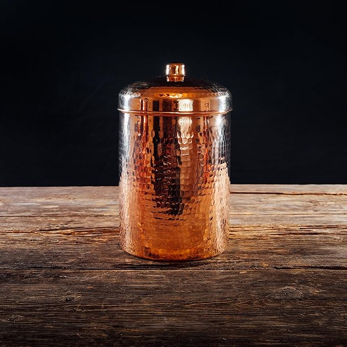 Sertodo Copper Kitchen Canisters | Polished, 3 Quart Capacity | Elegant Functional Storage | Hammer Polished for Shine & Durability | Eco-Friendly Recycled Copper | Timeless Elegance for Your Kitchen